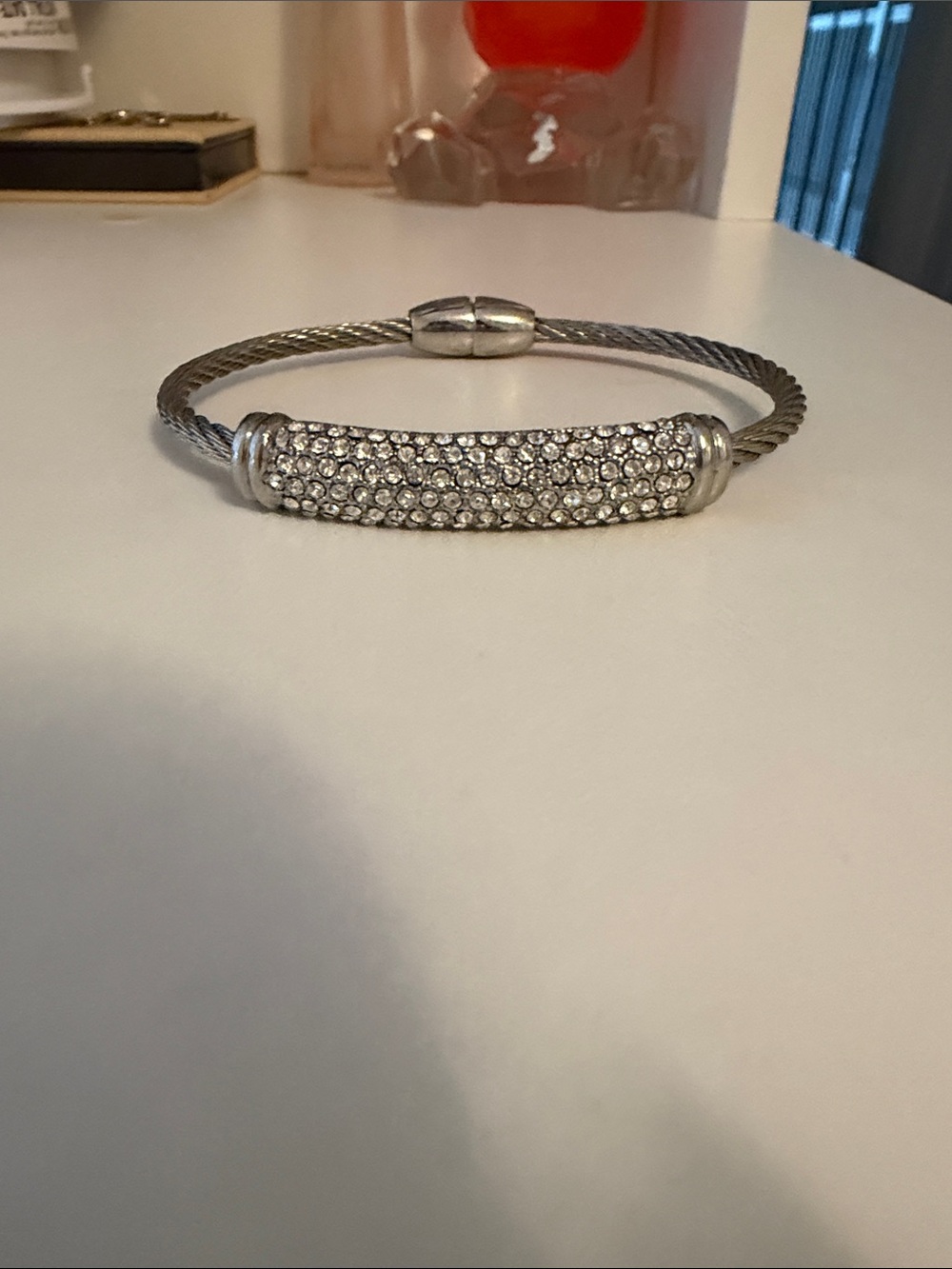 Crystal Pavé Silver Cable Bracelet - Women Jewelry
